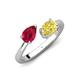 4 - Afra 1.95 ctw Ruby Pear Shape (7x5 mm) & Yellow Sapphire Oval Shape (7x5 mm) Toi Et Moi Engagement Ring 