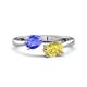 1 - Afra 1.75 ctw Tanzanite Pear Shape (7x5 mm) & Yellow Sapphire Oval Shape (7x5 mm) Toi Et Moi Engagement Ring 