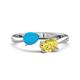1 - Afra 1.35 ctw Turquoise Pear Shape (7x5 mm) & Yellow Sapphire Oval Shape (7x5 mm) Toi Et Moi Engagement Ring 