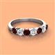 2 - Kathleen 3.40 mm Round Red Garnet and Lab Grown Diamond Wedding Band 