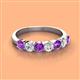 2 - Kathleen 3.40 mm Round Amethyst and Lab Grown Diamond Wedding Band 