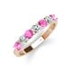 3 - Kathleen 3.40 mm Round Pink Sapphire and Lab Grown Diamond Wedding Band 