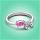 3 - Afra 1.70 ctw Pink Sapphire Pear Shape (7x5 mm) & IGI Certified Lab Grown Diamond Oval Shape (7x5 mm) Toi Et Moi Engagement Ring 