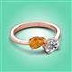 3 - Afra 1.45 ctw Citrine Pear Shape (7x5 mm) & IGI Certified Lab Grown Diamond Oval Shape (7x5 mm) Toi Et Moi Engagement Ring 