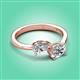 3 - Afra 1.70 ctw White Sapphire Pear Shape (7x5 mm) & IGI Certified Lab Grown Diamond Oval Shape (7x5 mm) Toi Et Moi Engagement Ring 