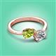 3 - Afra 1.60 ctw Peridot Pear Shape (7x5 mm) & IGI Certified Lab Grown Diamond Oval Shape (7x5 mm) Toi Et Moi Engagement Ring 