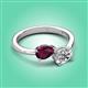 3 - Afra 1.70 ctw Rhodolite Garnet Pear Shape (7x5 mm) & IGI Certified Lab Grown Diamond Oval Shape (7x5 mm) Toi Et Moi Engagement Ring 