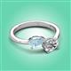 3 - Afra 1.40 ctw Aquamarine Pear Shape (7x5 mm) & IGI Certified Lab Grown Diamond Oval Shape (7x5 mm) Toi Et Moi Engagement Ring 