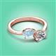 3 - Afra 1.40 ctw Aquamarine Pear Shape (7x5 mm) & IGI Certified Lab Grown Diamond Oval Shape (7x5 mm) Toi Et Moi Engagement Ring 