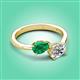 3 - Afra 1.60 ctw Emerald Pear Shape (7x5 mm) & IGI Certified Lab Grown Diamond Oval Shape (7x5 mm) Toi Et Moi Engagement Ring 
