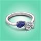 3 - Afra 1.40 ctw Iolite Pear Shape (7x5 mm) & IGI Certified Lab Grown Diamond Oval Shape (7x5 mm) Toi Et Moi Engagement Ring 