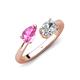 4 - Afra 1.70 ctw Pink Sapphire Pear Shape (7x5 mm) & IGI Certified Lab Grown Diamond Oval Shape (7x5 mm) Toi Et Moi Engagement Ring 