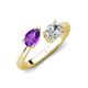 4 - Afra 1.45 ctw Amethyst Pear Shape (7x5 mm) & IGI Certified Lab Grown Diamond Oval Shape (7x5 mm) Toi Et Moi Engagement Ring 