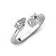 4 - Afra 1.70 ctw White Sapphire Pear Shape (7x5 mm) & IGI Certified Lab Grown Diamond Oval Shape (7x5 mm) Toi Et Moi Engagement Ring 