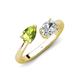 4 - Afra 1.60 ctw Peridot Pear Shape (7x5 mm) & IGI Certified Lab Grown Diamond Oval Shape (7x5 mm) Toi Et Moi Engagement Ring 