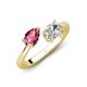 4 - Afra 1.50 ctw Pink Tourmaline Pear Shape (7x5 mm) & IGI Certified Lab Grown Diamond Oval Shape (7x5 mm) Toi Et Moi Engagement Ring 