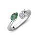 4 - Afra 1.66 ctw Lab Created Alexandrite Pear Shape (7x5 mm) & IGI Certified Lab Grown Diamond Oval Shape (7x5 mm) Toi Et Moi Engagement Ring 