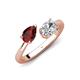 4 - Afra 1.70 ctw Red Garnet Pear Shape (7x5 mm) & IGI Certified Lab Grown Diamond Oval Shape (7x5 mm) Toi Et Moi Engagement Ring 