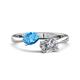 1 - Afra 1.85 ctw Blue Topaz Pear Shape (7x5 mm) & White Sapphire Oval Shape (7x5 mm) Toi Et Moi Engagement Ring 