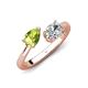 4 - Afra 1.80 ctw Peridot Pear Shape (7x5 mm) & White Sapphire Oval Shape (7x5 mm) Toi Et Moi Engagement Ring 