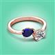 3 - Afra 1.90 ctw Blue Sapphire Pear Shape (7x5 mm) & White Sapphire Oval Shape (7x5 mm) Toi Et Moi Engagement Ring 