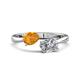 1 - Afra 1.65 ctw Citrine Pear Shape (7x5 mm) & White Sapphire Oval Shape (7x5 mm) Toi Et Moi Engagement Ring 