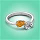 3 - Afra 1.65 ctw Citrine Pear Shape (7x5 mm) & White Sapphire Oval Shape (7x5 mm) Toi Et Moi Engagement Ring 