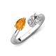 4 - Afra 1.65 ctw Citrine Pear Shape (7x5 mm) & White Sapphire Oval Shape (7x5 mm) Toi Et Moi Engagement Ring 