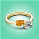 3 - Afra 1.65 ctw Citrine Pear Shape (7x5 mm) & White Sapphire Oval Shape (7x5 mm) Toi Et Moi Engagement Ring 