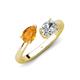 4 - Afra 1.65 ctw Citrine Pear Shape (7x5 mm) & White Sapphire Oval Shape (7x5 mm) Toi Et Moi Engagement Ring 