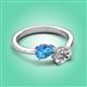3 - Afra 1.85 ctw Blue Topaz Pear Shape (7x5 mm) & White Sapphire Oval Shape (7x5 mm) Toi Et Moi Engagement Ring 