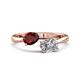 1 - Afra 1.90 ctw Red Garnet Pear Shape (7x5 mm) & White Sapphire Oval Shape (7x5 mm) Toi Et Moi Engagement Ring 