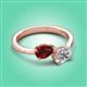 3 - Afra 1.90 ctw Red Garnet Pear Shape (7x5 mm) & White Sapphire Oval Shape (7x5 mm) Toi Et Moi Engagement Ring 