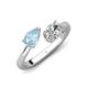 4 - Afra 1.60 ctw Aquamarine Pear Shape (7x5 mm) & White Sapphire Oval Shape (7x5 mm) Toi Et Moi Engagement Ring 