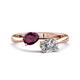 1 - Afra 1.90 ctw Rhodolite Garnet Pear Shape (7x5 mm) & White Sapphire Oval Shape (7x5 mm) Toi Et Moi Engagement Ring 