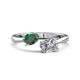 1 - Afra 1.86 ctw Lab Created Alexandrite Pear Shape (7x5 mm) & White Sapphire Oval Shape (7x5 mm) Toi Et Moi Engagement Ring 