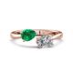 1 - Afra 1.80 ctw Emerald Pear Shape (7x5 mm) & White Sapphire Oval Shape (7x5 mm) Toi Et Moi Engagement Ring 