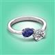 3 - Afra 1.60 ctw Iolite Pear Shape (7x5 mm) & White Sapphire Oval Shape (7x5 mm) Toi Et Moi Engagement Ring 