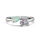 1 - Afra 1.35 ctw Opal Pear Shape (7x5 mm) & White Sapphire Oval Shape (7x5 mm) Toi Et Moi Engagement Ring 