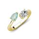 4 - Afra 1.35 ctw Opal Pear Shape (7x5 mm) & White Sapphire Oval Shape (7x5 mm) Toi Et Moi Engagement Ring 