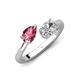 4 - Afra 1.70 ctw Pink Tourmaline Pear Shape (7x5 mm) & White Sapphire Oval Shape (7x5 mm) Toi Et Moi Engagement Ring 