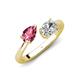 4 - Afra 1.70 ctw Pink Tourmaline Pear Shape (7x5 mm) & White Sapphire Oval Shape (7x5 mm) Toi Et Moi Engagement Ring 