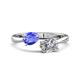 1 - Afra 1.75 ctw Tanzanite Pear Shape (7x5 mm) & White Sapphire Oval Shape (7x5 mm) Toi Et Moi Engagement Ring 