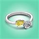 3 - Afra 1.90 ctw Yellow Sapphire Pear Shape (7x5 mm) & White Sapphire Oval Shape (7x5 mm) Toi Et Moi Engagement Ring 