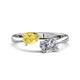 1 - Afra 1.90 ctw Yellow Sapphire Pear Shape (7x5 mm) & White Sapphire Oval Shape (7x5 mm) Toi Et Moi Engagement Ring 