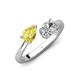 4 - Afra 1.90 ctw Yellow Sapphire Pear Shape (7x5 mm) & White Sapphire Oval Shape (7x5 mm) Toi Et Moi Engagement Ring 