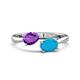 1 - Afra 1.35 ctw Amethyst Pear Shape (7x5 mm) & Turquoise Oval Shape (7x5 mm) Toi Et Moi Engagement Ring 