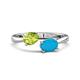 1 - Afra 1.50 ctw Peridot Pear Shape (7x5 mm) & Turquoise Oval Shape (7x5 mm) Toi Et Moi Engagement Ring 