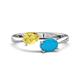 1 - Afra 1.60 ctw Yellow Sapphire Pear Shape (7x5 mm) & Turquoise Oval Shape (7x5 mm) Toi Et Moi Engagement Ring 