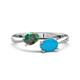 1 - Afra 1.56 ctw Lab Created Alexandrite Pear Shape (7x5 mm) & Turquoise Oval Shape (7x5 mm) Toi Et Moi Engagement Ring 
